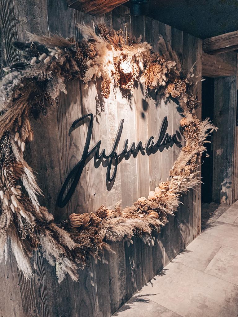 Boho Hotel Jufenalm sign, logo, bohemian decor