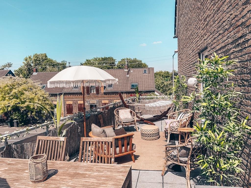 Terasse Balkon Garten Deko Dekoration Urlaubsfeeling Boho Hängematte Urlaubsfeeling