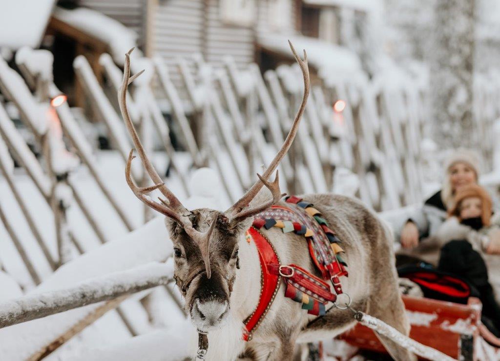 Lappland Winterzauber Weihnachtsmanndorf Rentierschlitten