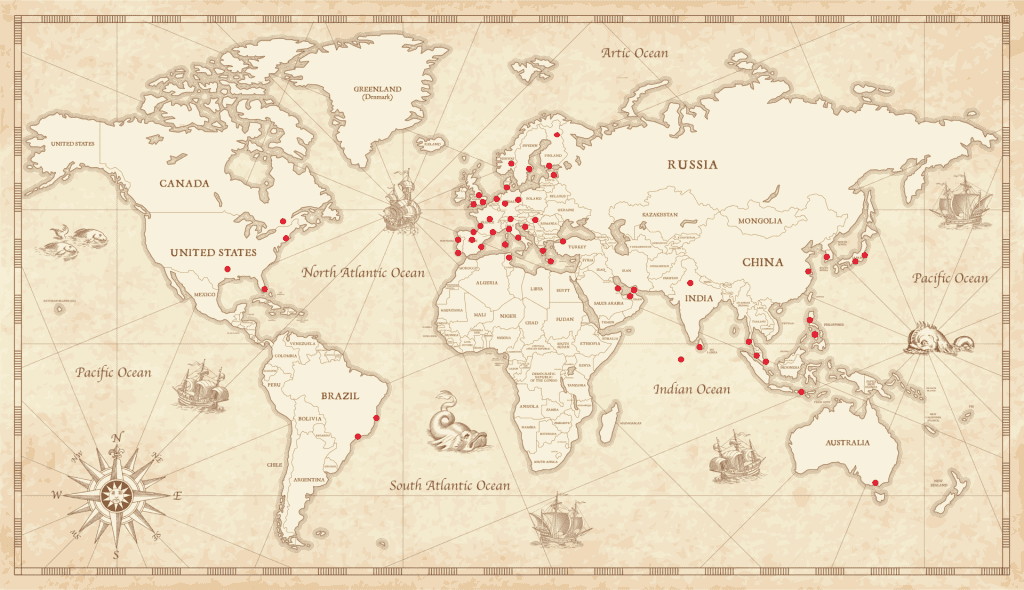 Travel destination map, Travel destinations so far, World map